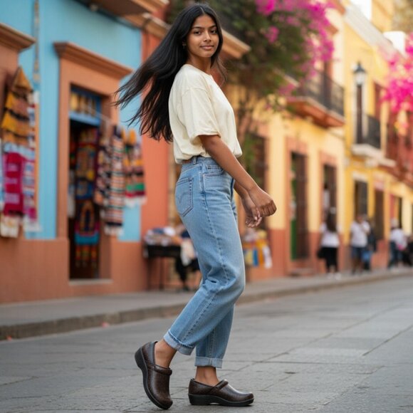 Safe T Step Gretchen Comfort Clog Paisley Swirl Embossed Non-Marking Sole SZ 8 - Picture 1 of 9